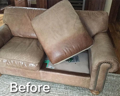 Brown Leather Couch Before Restoration
